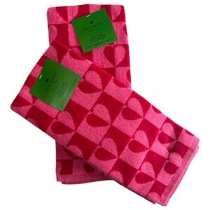 Kate Spade Hearts Kitchen Towels Set of 4 Red Pink Color